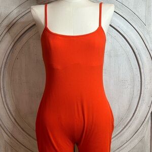 SKIMS Soft Lounge Shorts Romper in Fire (orange) NWT